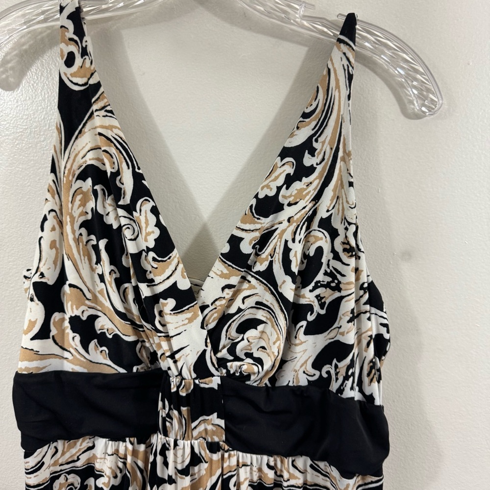 Soma Black Beige White Floral Sleeveless Maxi Dress Women Size Large - Picture 3 of 9